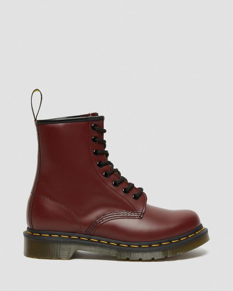 Pink / Red Women's Dr Martens 1460 Smooth Leather Lace Up Boots | CA 202LIS